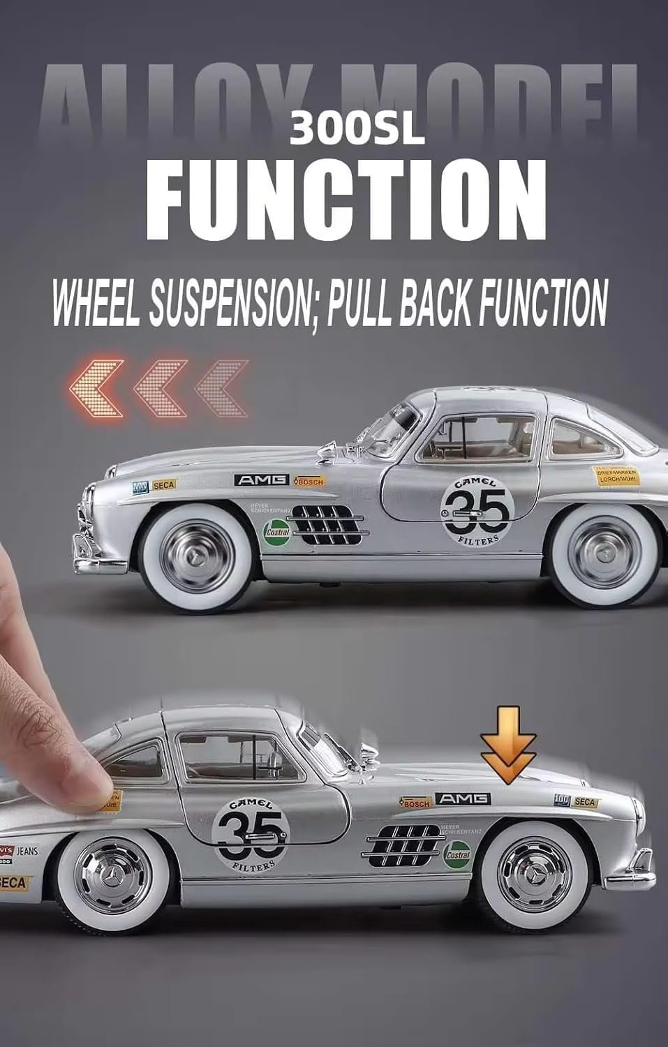 Mercedees Benz 300SL Modified Alloy Diecast Pullback Metal Car Toy
