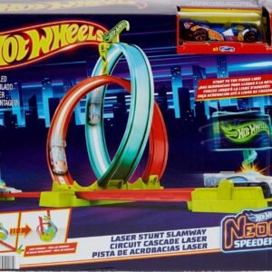 Neon Speeders™ Track Set, Laser Stunt Slamway with 1 Hot Wheels