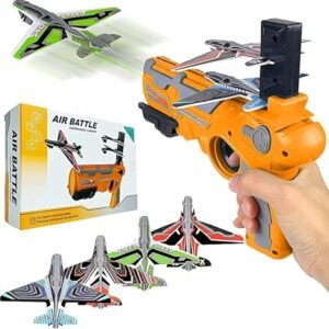JH00129 (7) VGRASSP Catapult Toy Airplane, Pistol Shooting Game Toy Gun Air Battle Glider Airplane Launcher Toy for Kids Outdoor Sport Aircraft All Occasions Exciting and Fun Gift for Boys and Girls