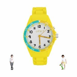 SPIKY Round Stylish Analog Watch for Kids | 7 Multicolor LED Lights | Rotating Bezel | 30M Water Resistant | Soft Silicone Strap | Best Birthday Gift Wrist Watches for Boys & Girls | Suitable Age 2-14 yrs