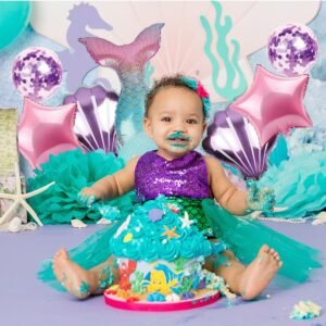 Party Propz Huge Mermaid Foil Balloons - 7 Pcs For Birthday Decorations | Happy Birthday Theme For Girls | Kids Party Decorations, Multicolor