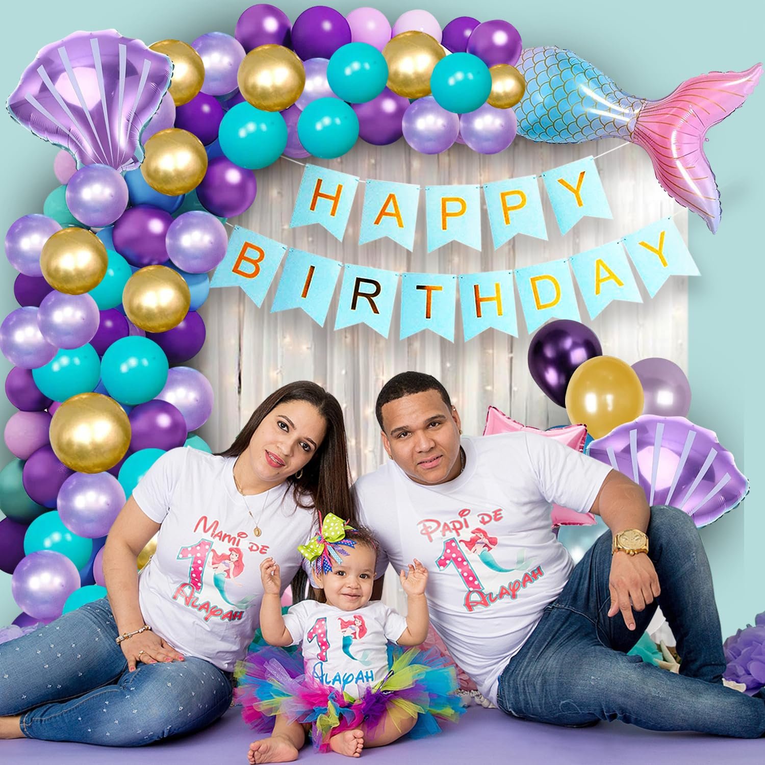 Party Propz Rubber Mermaid Theme Birthday Decorations-Cute 62 Pcs Birthday Decoration Items For Girl|Under The Sea Theme Birthday|Birthday Decorations For Girls|Mermaid Balloons Purple Blue Golden - Image 4