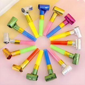 JH00184 (1) Wah!! Store 25Pcs Packs Party Horns Noisemakers Blow Outs Whistles Toys For Sporting Events, Parties, Celebrations, Fun Birthday Party For Kids And Adults Multi Colour Material Rubber