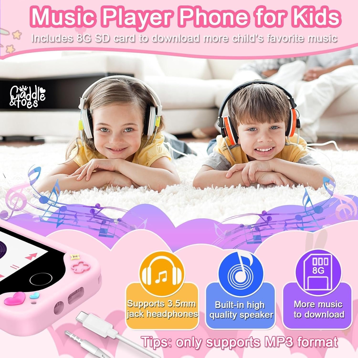 Kids Smart Phone for Girls and Boys, Christmas Birthday Gifts for Girls Boys Age 3-10 Kids Toys Cell Phone, 2.8" Touchscreen Learning Play Toy Phone with Dual Camera, Game, Music Player (Pink) - Image 2