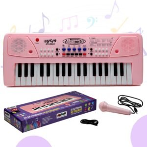Gooyo GY-430CF 37-Key Musical Piano Keyboard with Microphone | 8 Rhythms, 8 Tones, 6 Demos, Song Record Feaure | Dual Power Supply (USB Included) | Pink Color | Gift Box Packaging