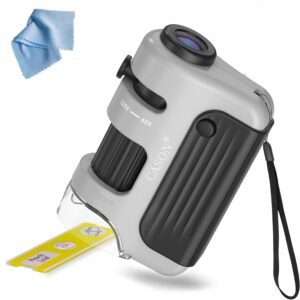 Cason Proffessional Pocket Microscope 60X-120X with 5 Prepared Slides,LED Lighted Mini Microscope for Kids, Students, Handheld Lab Microscope for Learning, Education and Science Exploration