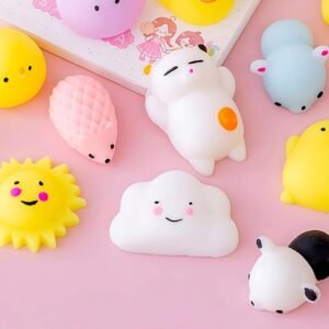 LABEAUTE Kawaii Mochi Squishy Toys - Mini Animal Squishies, Pinata Khoi Bag Treats/ fillers, for Kids Birthday, Party Favors (Assorted, 10 Pack)