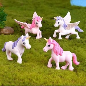 Chocozone Pack of 4 Cute Miniatures Garden Decoration Gifts for Kids & Girlfriend (Unicorn)