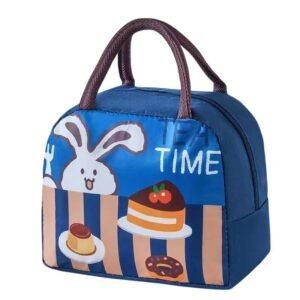 INSTABUYZ 3D Printed Hot & Cold Leak Proof Lunch Bag for Office School Kids Men & Women Storage Bag with Handle Tiffin Bag (Blue Time)