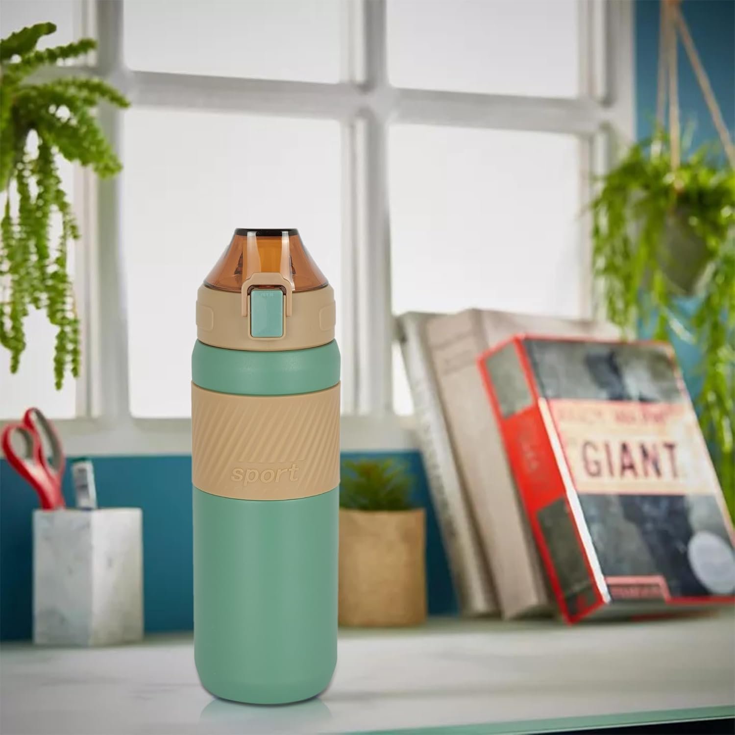 Home-Pro 550ml Hot & Cold Thermosteel Vacuum Flask Bottle with Push Button, Leak Proof (Green & Brown) - Image 5