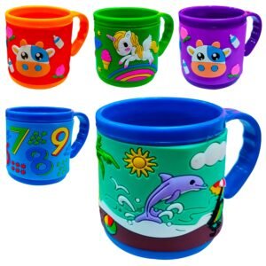 Party Propz Birthday Return Gifts For Kids - Silicon 3d Mug For Kids, cups for kids 5 year and above, Cartoon Coffee Mug, Kids Return Gifts For Birthday, Bulk Gift Items For Kids (5pcs Multicolor)