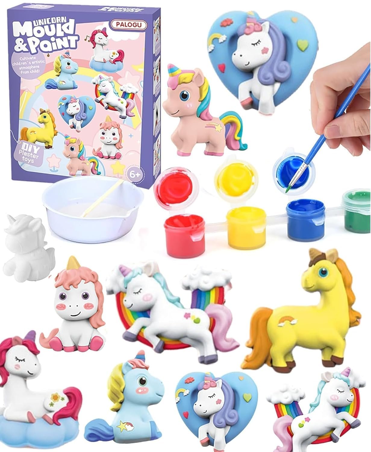 Mould and Paint Craft kit, Paint Your Own Unicorn Painting Kit Plaster Figurine Set with Pigments, Palette & Mold Art & Craft Set - Educational Toy for 3-12+ Year Old Boys & Girls - Image 3