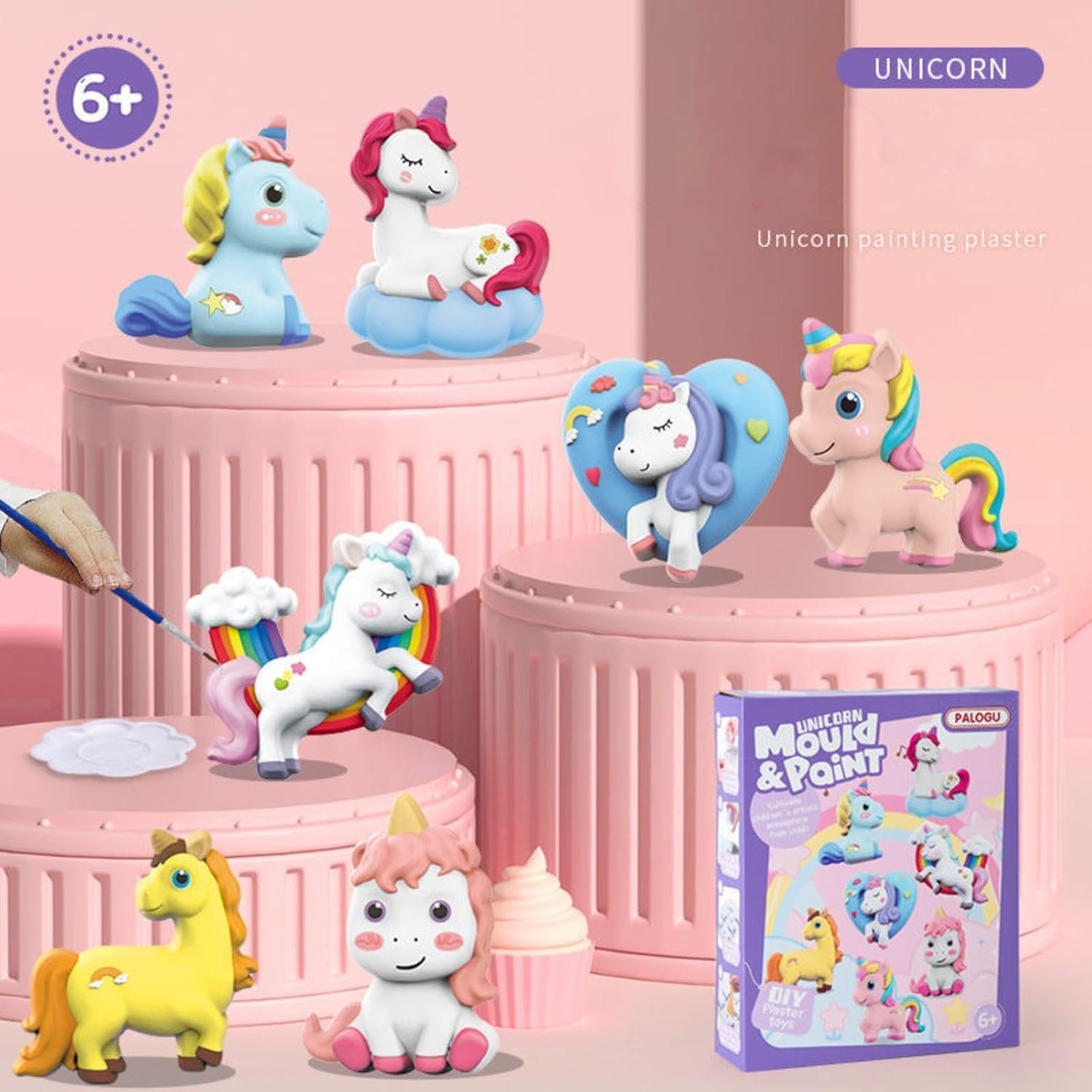 Mould and Paint Craft kit, Paint Your Own Unicorn Painting Kit Plaster Figurine Set with Pigments, Palette & Mold Art & Craft Set - Educational Toy for 3-12+ Year Old Boys & Girls