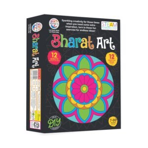 Bharat Art Colouring Kit - 12 Sheets (18.75 x 22.25 cm) with 12 Sketch Pens, 2 Hanging Frames & 130+ Silver Stickers - Creative Coloring Fun for Kids & All Ages