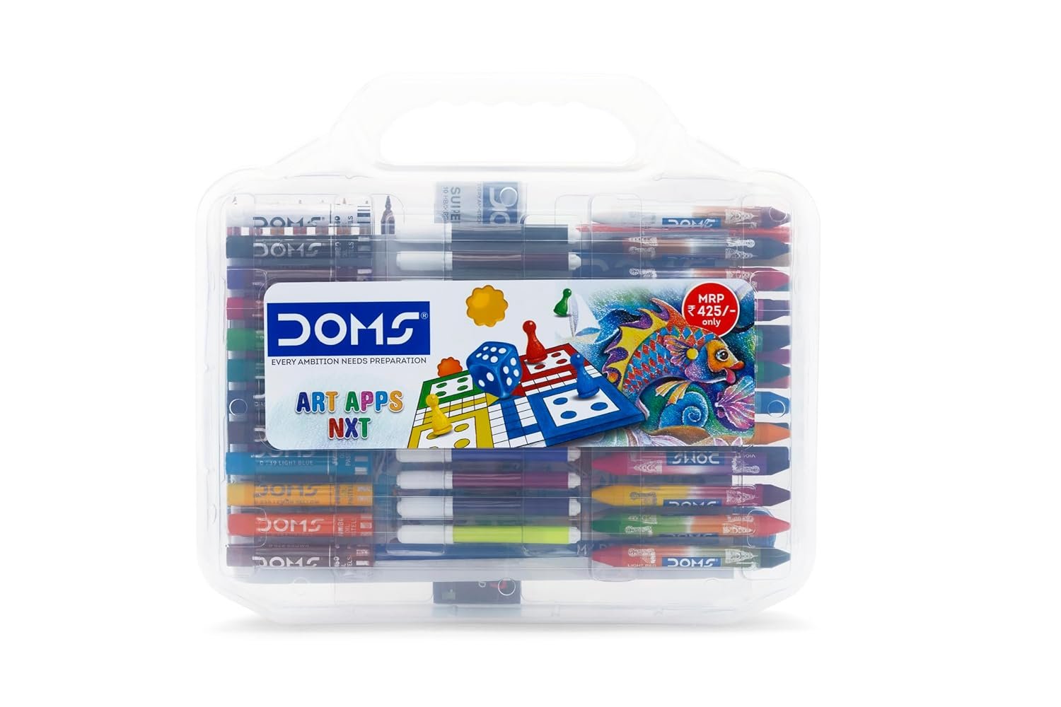 Doms Art Apps Nxt Kit With Plastic Carry Case | Perfect Value Pack | Kit For School Essentials | Gifting Range For Kids | Combination of 9 Stationery Items - Image 2
