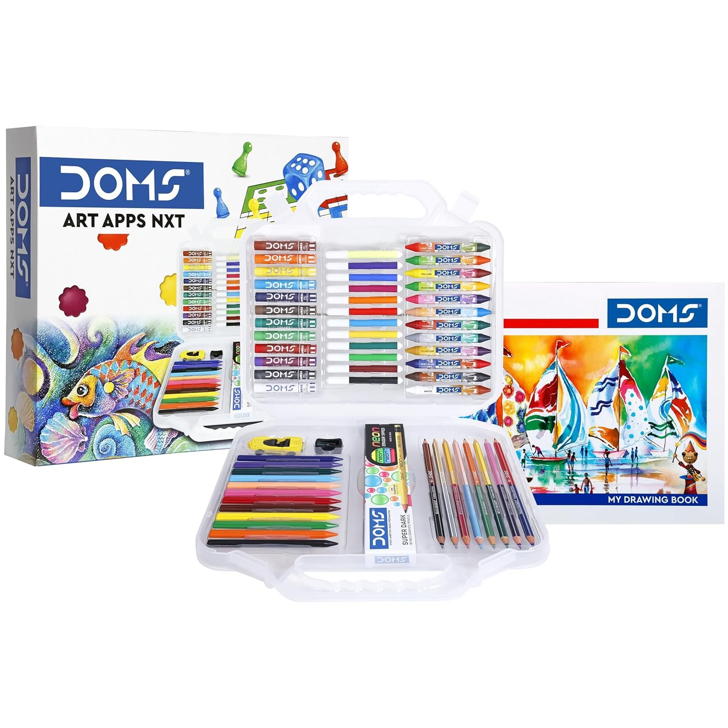 Doms Art Apps Nxt Kit With Plastic Carry Case | Perfect Value Pack | Kit For School Essentials | Gifting Range For Kids | Combination of 9 Stationery Items - Image 3