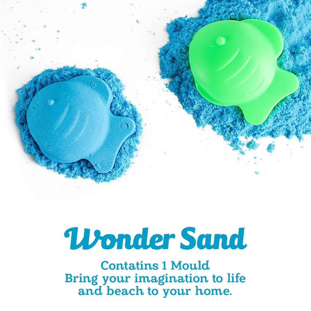 Wonder Sand 500 Grams for Kids - Smooth Non-Sticky Blue Sand with Big Mould for Indoor Beach Fun and Relaxation(Blue 500 Grams), ONE Big Mould Inside (Without Tray) - Image 2