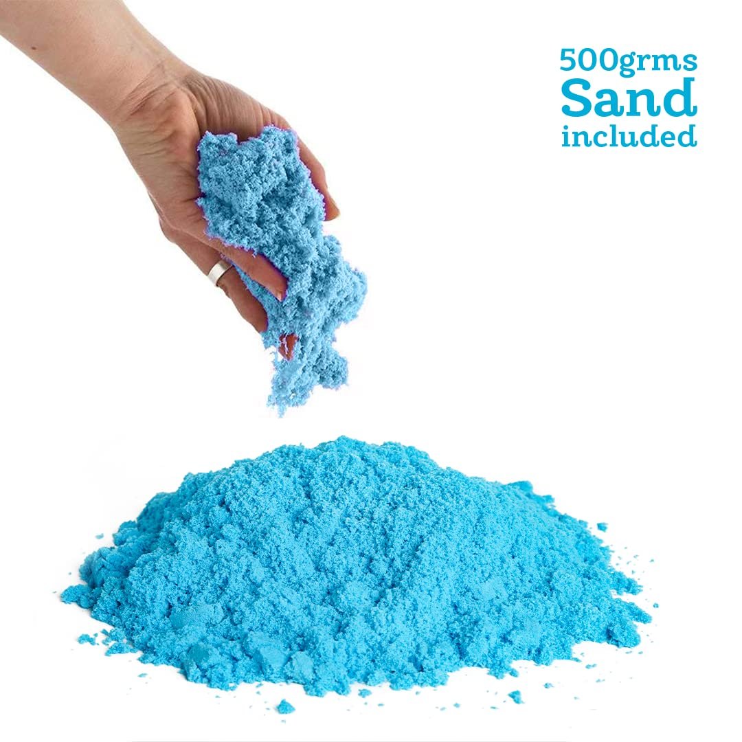 Wonder Sand 500 Grams for Kids - Smooth Non-Sticky Blue Sand with Big Mould for Indoor Beach Fun and Relaxation(Blue 500 Grams), ONE Big Mould Inside (Without Tray) - Image 3