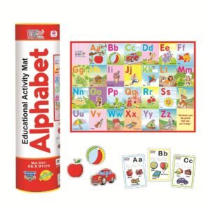 Clever Kids Educational Alphabet Activity Mat (91 cms X 66 cms Jumbo Mat) with 13 Both Sides Printed Flash Cards & 26 Transport Vehicle eva Cutouts with Velcro.