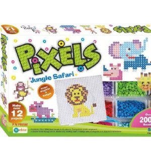 Plastic, Beads Pixels Jungle Safari Fridge Magnets Badges Making Kit for Children Creativity, Multicolour, Above The Age of 5 Years