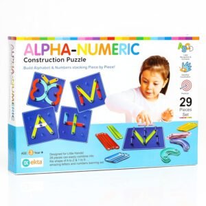 Alpha-Numeric Construction Puzzle Toy, Built 29 Piece Puzzles Board, Learning Educational Game for Teaching Alphabets, Letters, Numbers & Common Shapes