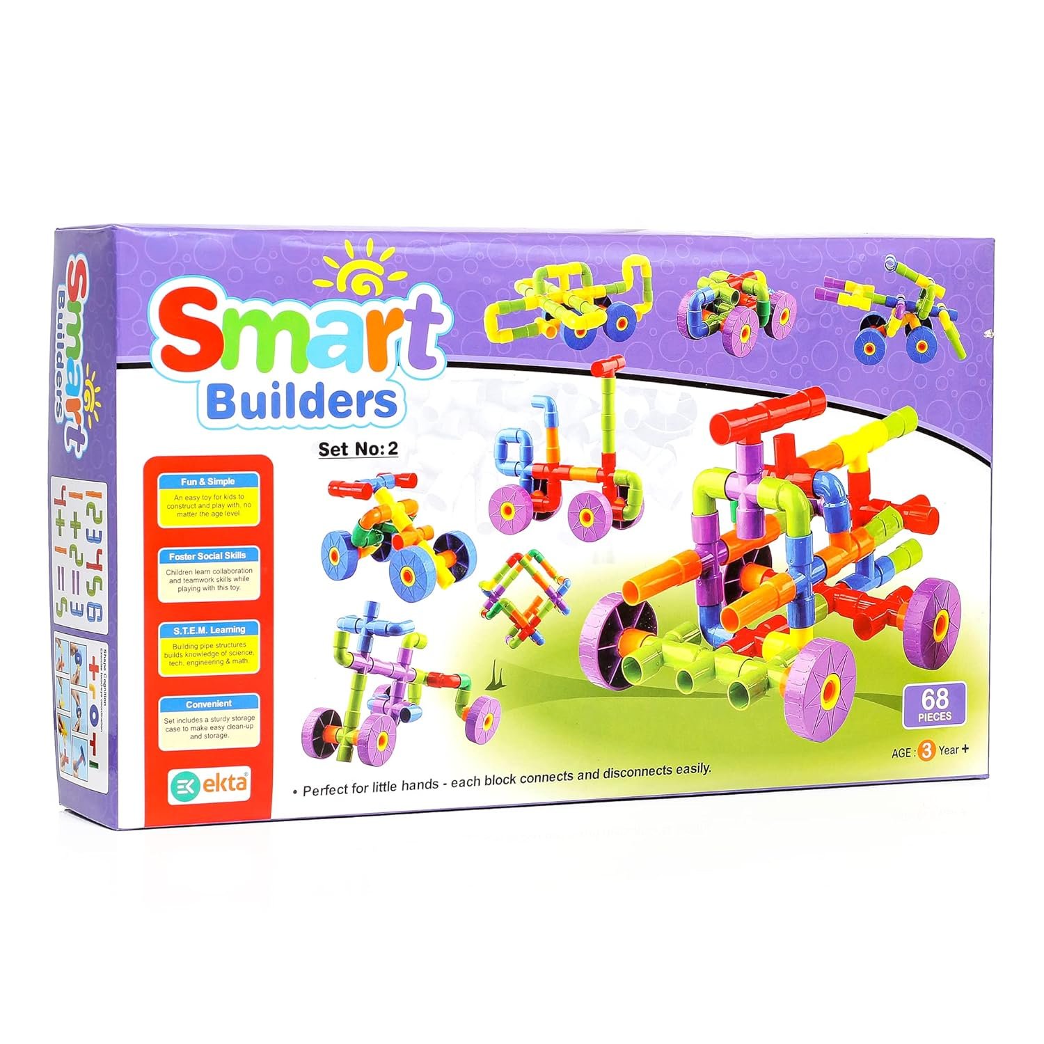 Smart Builders Building Blocks Set-2, Building Blocks for Kids, Block Game for Kids (Multicolor, Big Size) - 68 Pieces - Image 5