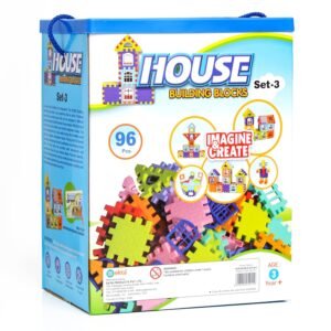 JH00347 (1) House Building Blocks with Windows Set-3, Building Blocks for Kids, Block Game for Kids (Multicolor, Big Size) - 96 Pieces