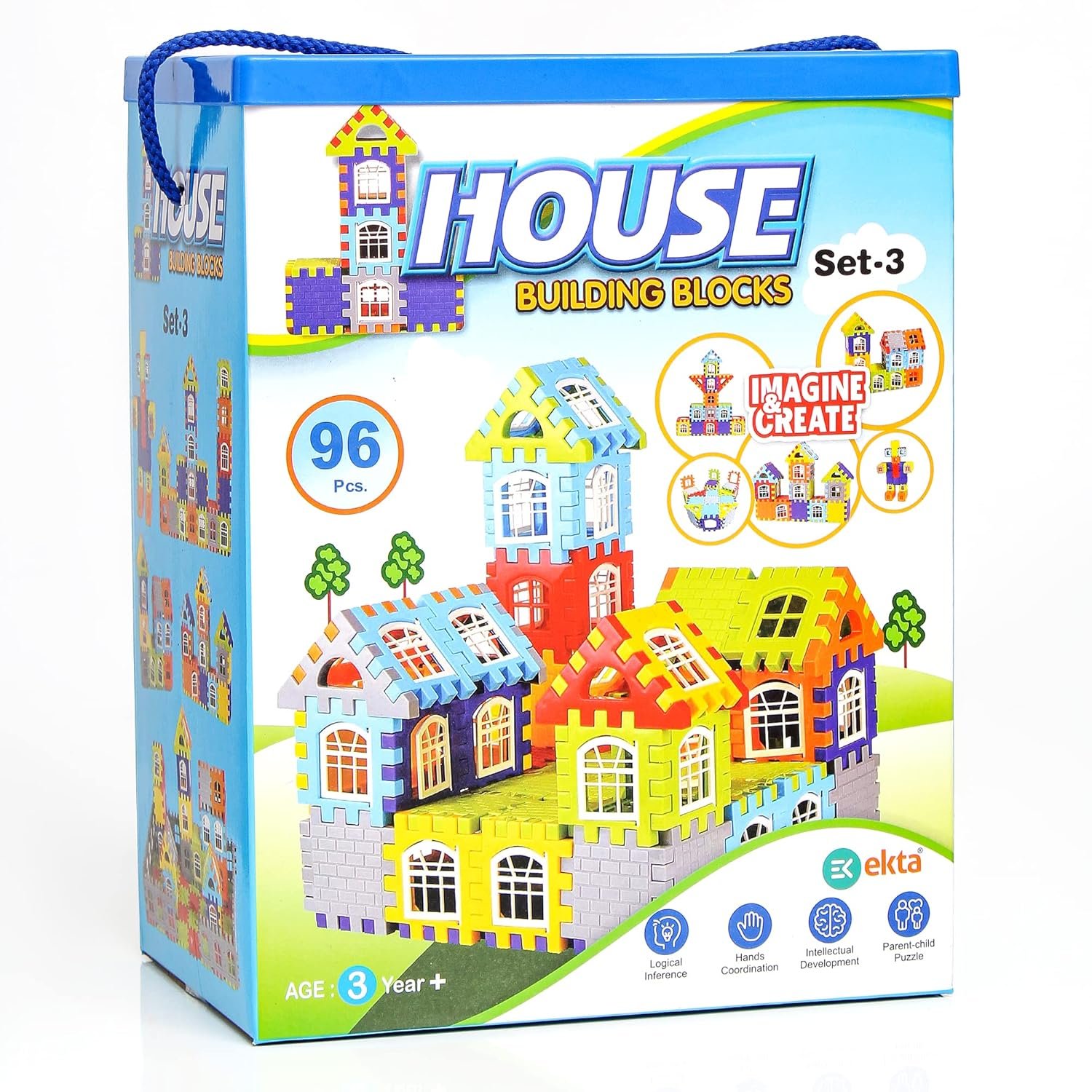 House Building Blocks with Windows Set-3, Building Blocks for Kids, Block Game for Kids (Multicolor, Big Size) - 96 Pieces - Image 5