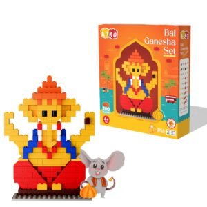 JH00352 (1) Bal Ganesha Building Blocks Set with Modak | Indian Festival Toy for Kids | STEM Creative Play | Compatible with International Brand Blocks | Ages 4+