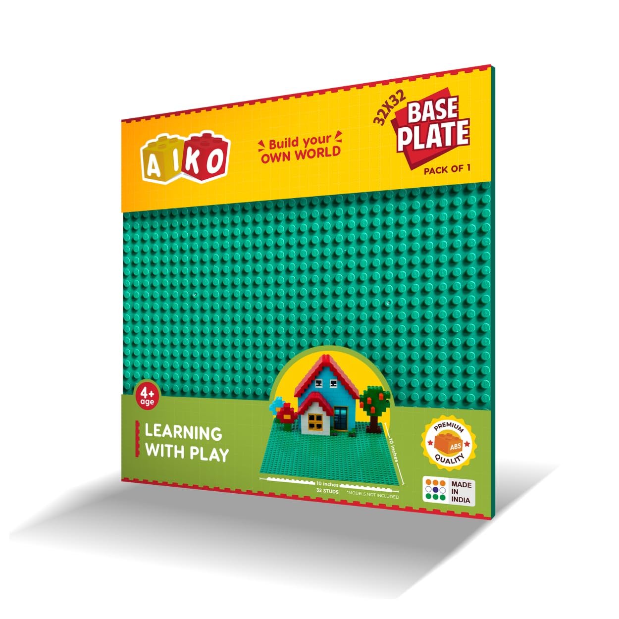 Classic Green Base Plate – 32 x 32 Studs (10" x 10") | Durable ABS Plastic Building Base | Sturdy Foundation for Construction Play | Compatible with Major Block Brands | Ideal Gift for Kids 4+ - Image 3
