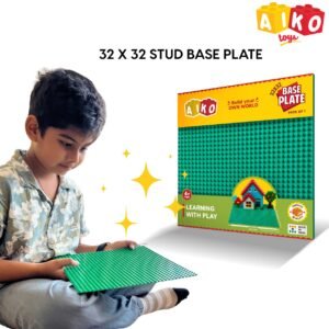 JH00357 (4) Classic Green Base Plate – 32 x 32 Studs (10" x 10") | Durable ABS Plastic Building Base | Sturdy Foundation for Construction Play | Compatible with Major Block Brands | Ideal Gift for Kids 4+