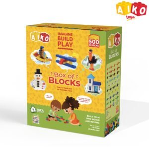 JH00358 (1) 500 Piece Box of Blocks | Building Block Set for Kids 4+ | Multi-Color Construction Toy with Idea Booklet | STEM Learning Gift for Boys & Girls