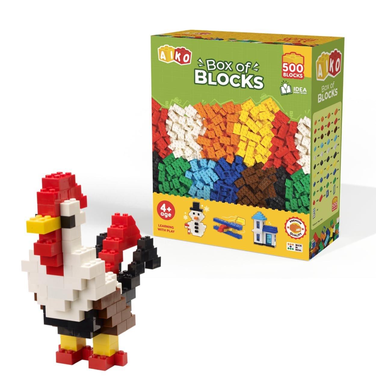 500 Piece Box of Blocks | Building Block Set for Kids 4+ | Multi-Color Construction Toy with Idea Booklet | STEM Learning Gift for Boys & Girls - Image 2