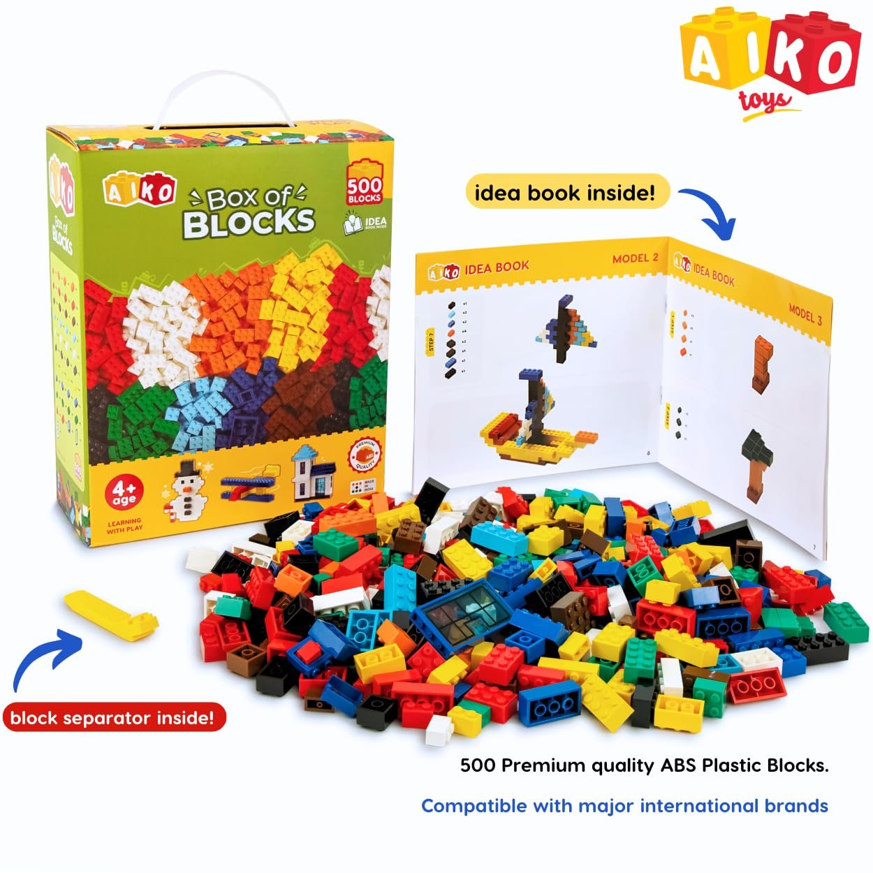 500 Piece Box of Blocks | Building Block Set for Kids 4+ | Multi-Color Construction Toy with Idea Booklet | STEM Learning Gift for Boys & Girls - Image 3