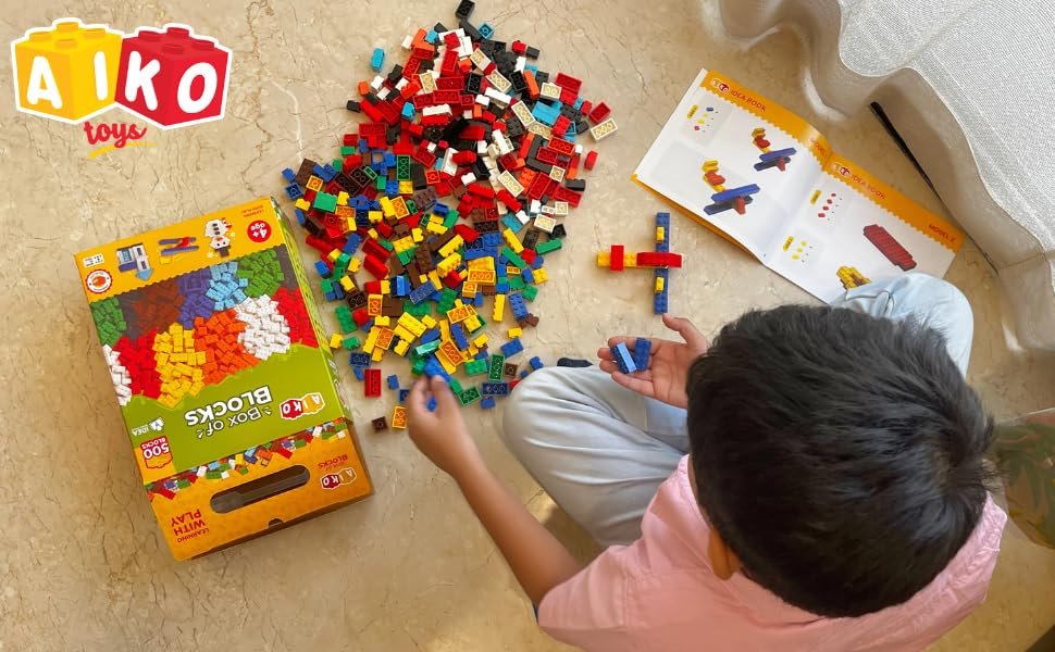 500 Piece Box of Blocks | Building Block Set for Kids 4+ | Multi-Color Construction Toy with Idea Booklet | STEM Learning Gift for Boys & Girls - Image 4