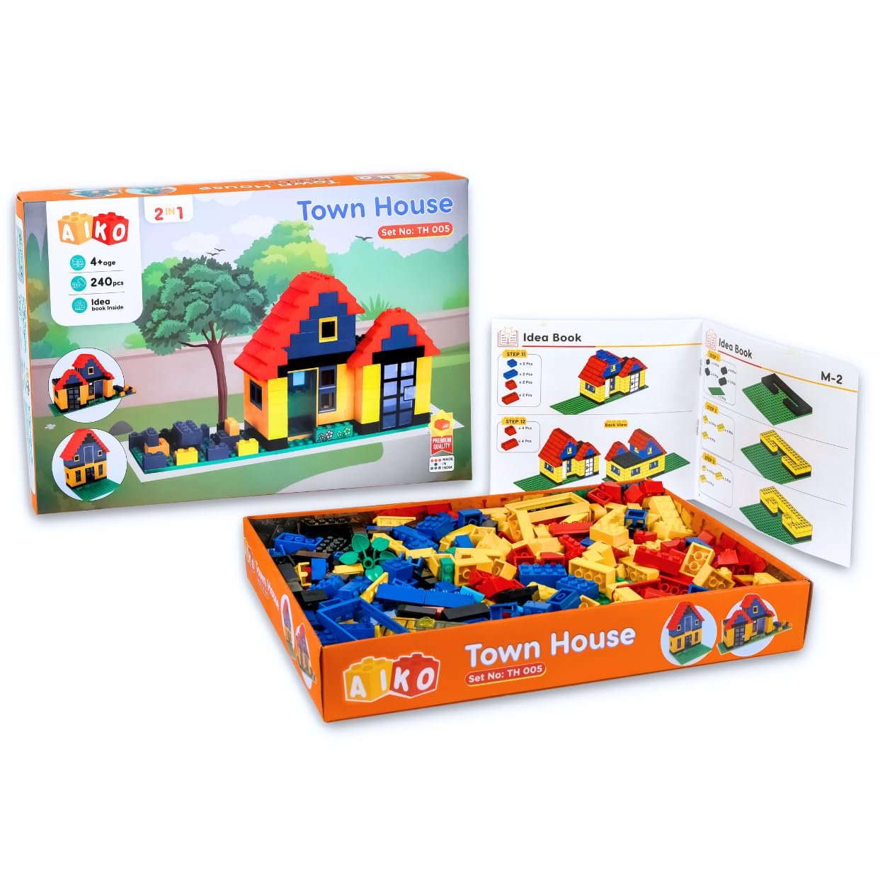 Town House Set No.5 | 240 Pcs ABS Plastic Building Blocks | Multi-Colour Construction Toy for Kids | Learning & Educational Blocks with Idea Booklet| Best Gift for Boys & Girls 4+ - Image 2