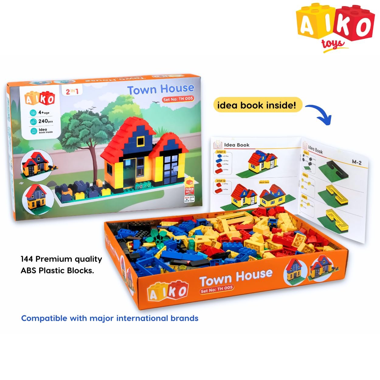 Town House Set No.5 | 240 Pcs ABS Plastic Building Blocks | Multi-Colour Construction Toy for Kids | Learning & Educational Blocks with Idea Booklet| Best Gift for Boys & Girls 4+ - Image 3