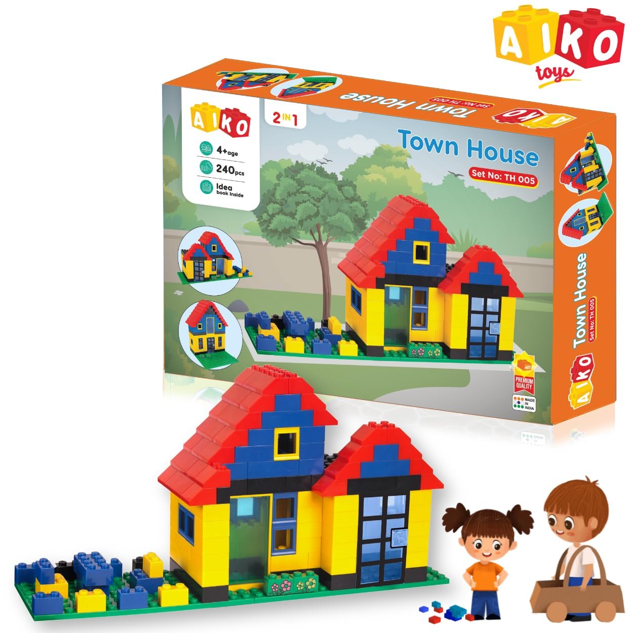 Town House Set No.5 | 240 Pcs ABS Plastic Building Blocks | Multi-Colour Construction Toy for Kids | Learning & Educational Blocks with Idea Booklet| Best Gift for Boys & Girls 4+ - Image 4