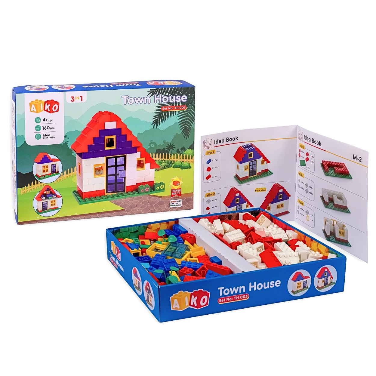 Town House Set No.3 | 158 Pcs ABS Plastic Building Blocks | Multi-Colour Construction Toy for Kids | Learning & Educational Blocks with Idea Booklet | Best Gift for Boys & Girls - Image 3