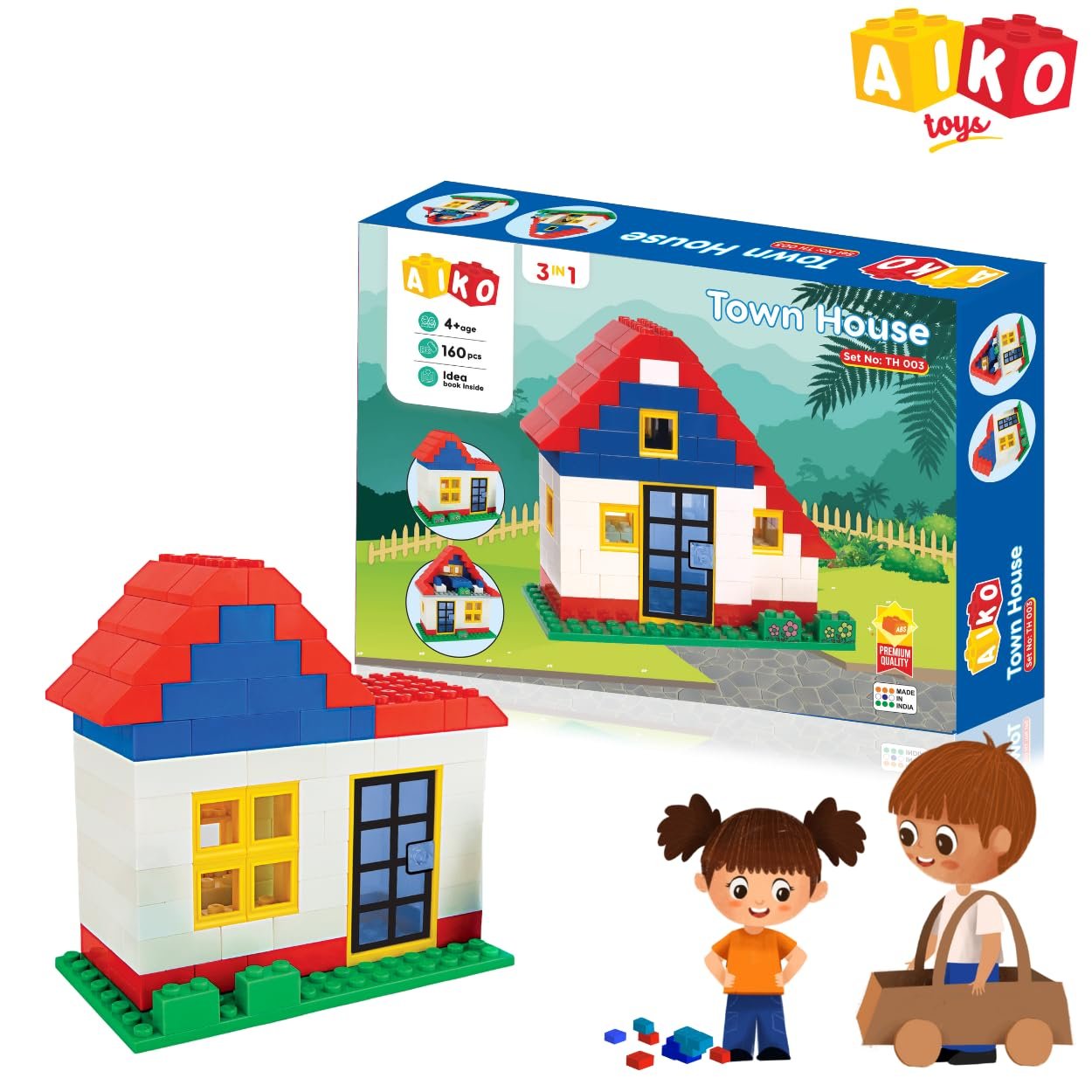 Town House Set No.3 | 158 Pcs ABS Plastic Building Blocks | Multi-Colour Construction Toy for Kids | Learning & Educational Blocks with Idea Booklet | Best Gift for Boys & Girls - Image 5