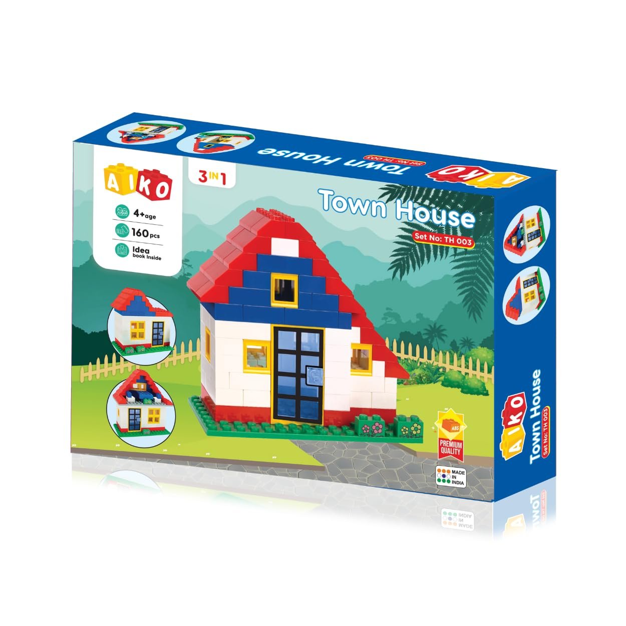 Town House Set No.3 | 158 Pcs ABS Plastic Building Blocks | Multi-Colour Construction Toy for Kids | Learning & Educational Blocks with Idea Booklet | Best Gift for Boys & Girls