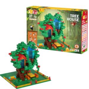 JH00364 (2) Tree House Building Blocks Set – 535 Pieces | ABS Plastic Multi-Color Construction Toy | Includes Idea Booklet | Creative Play for Kids 6+