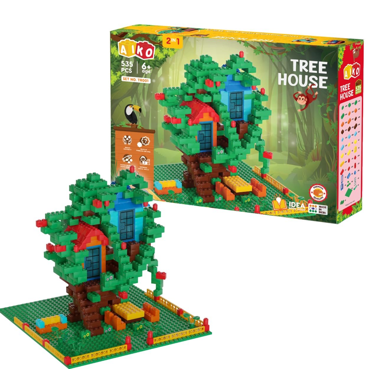 Tree House Building Blocks Set – 535 Pieces | ABS Plastic Multi-Color Construction Toy | Includes Idea Booklet | Creative Play for Kids 6+