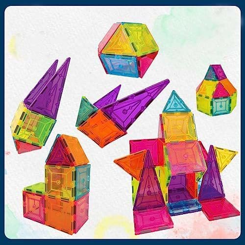 Wembley Magnetic Tiles for Kids | Magnetic Building Blocks 3 4 5 6 7 8 Years | Constructing & Creative Learning Educational Brain Toys | STEM Learning Kit Magnetic Toys for Kids - 28 Pcs,Multicolour - Image 3