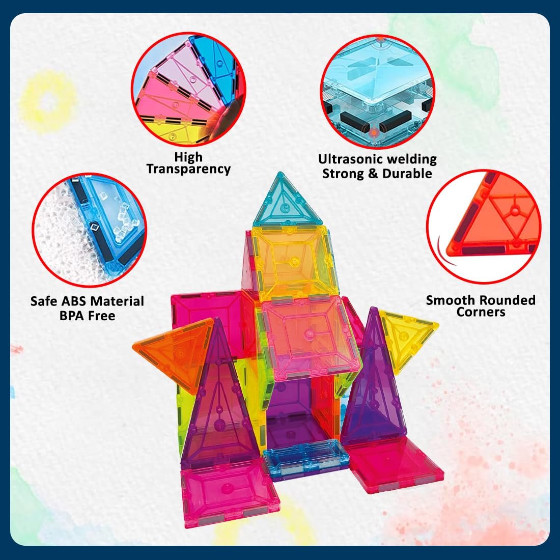 Wembley Magnetic Tiles for Kids | Magnetic Building Blocks 3 4 5 6 7 8 Years | Constructing & Creative Learning Educational Brain Toys | STEM Learning Kit Magnetic Toys for Kids - 28 Pcs,Multicolour - Image 4