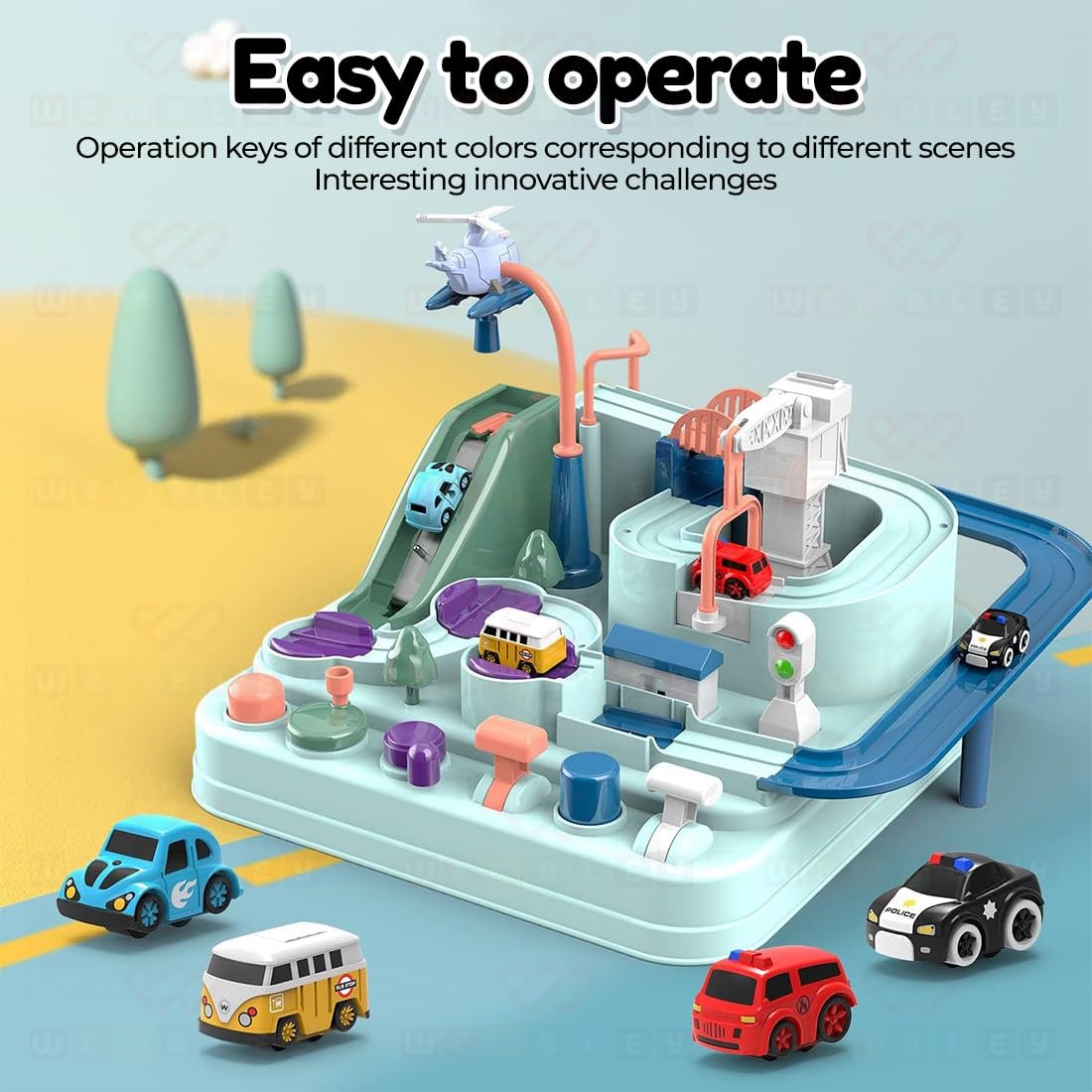 Wembley Car Adventure Race Track Set for Kids Inertia Toy Vehicle Playsets for Kids 3 4 5 6 7 Year Old Toddlers Construction DIY Car Set Perfect for Birthday Gift (No Battery Needed) - Image 4