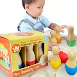 shumee Wooden Bowling Set for Ages 2+ with 6 Pins & 1 Ball | Coordination & Fine Motor Skill Toys for Kids | Activity Toys for 2-5 Years Old | Durable & Lightweight | Ideal Gift