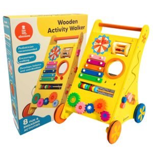 Shumee 8 in 1 Musical Anti-Skid Walker for Kids (9 Months+) | Wooden Toys with Clock, Maze, Xylophone, Abacus & More | Ideal Gift | Ergonomically Designed for First Steps | Helps Baby Standing Support