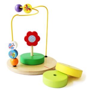 Shumee Wooden Garden Themed Flower Stacker & Maze Activity Toy (1-3 Years) | Develop Problem Solving and Imagination in Toddlers/Preschoolers
