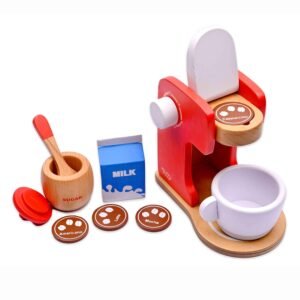 JH00397 (9) NESTA TOYS - Wooden Coffee Maker Toy | Kitchen Cooking Toy | Pretend Play (3+ Years) - 9 Pcs